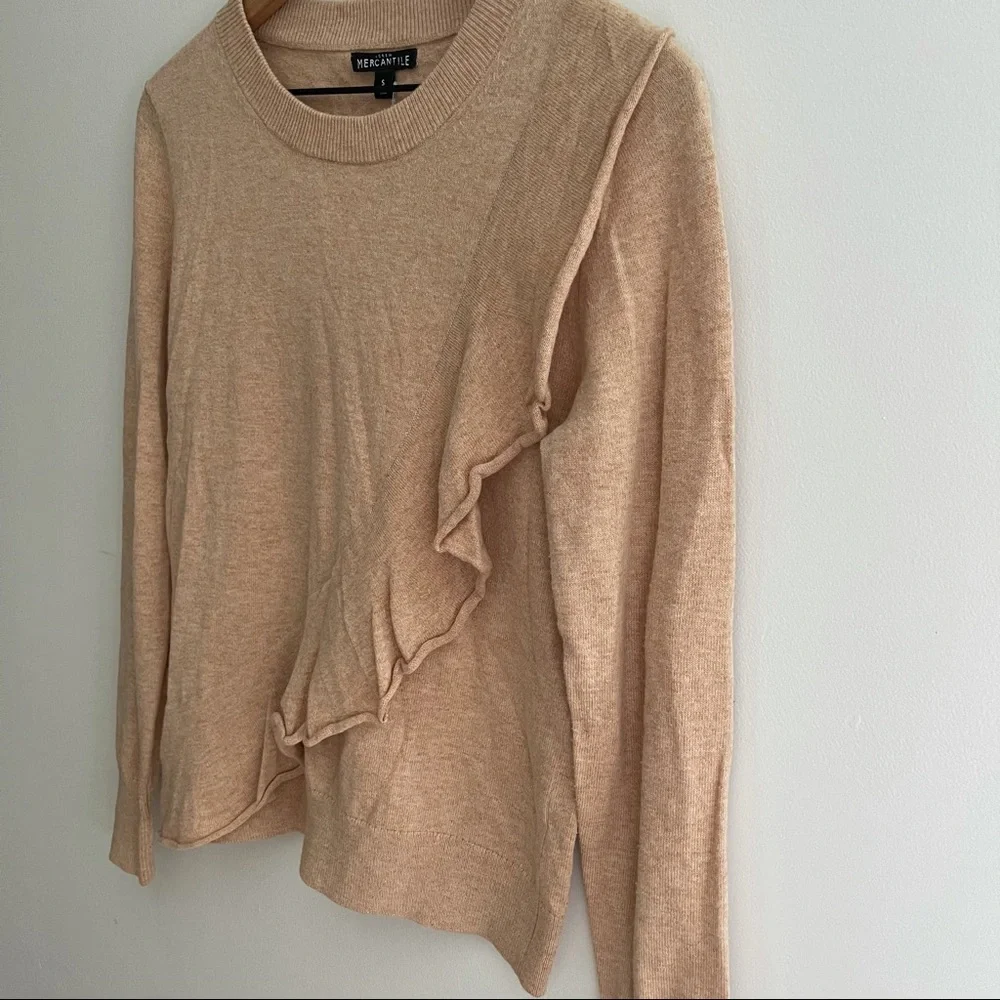NWT Ruffle Front Crewneck Sweater